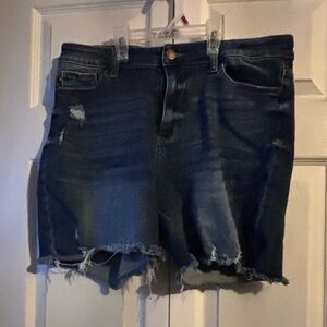 Judy Blue Dark Wash Distressed Jean Shorts